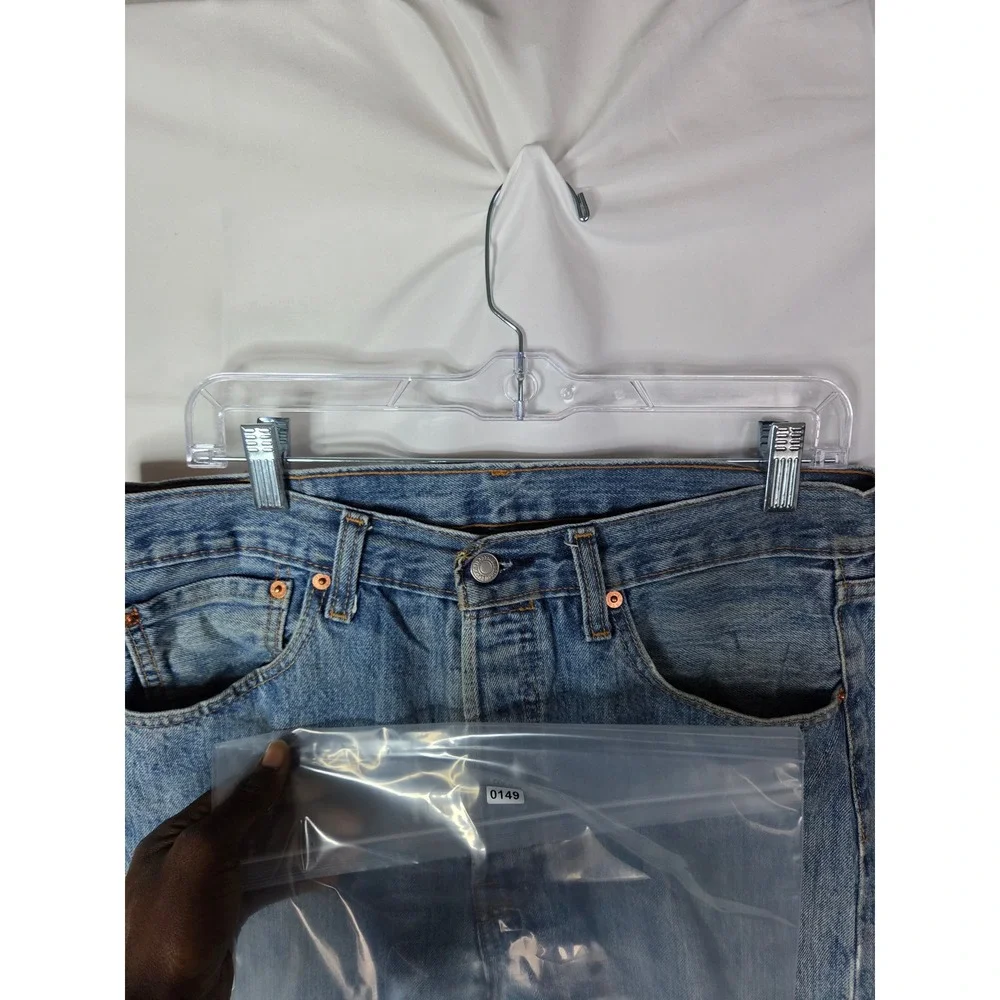 Levis 501 Original Fit Mens Jeans Blue Denim Button Fly Straight Leg
